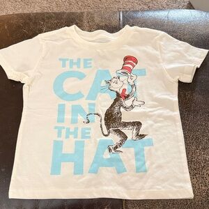 Dr. Seuss Cream T-Shirt with Blue and Red 'Cat in the Hat' Design